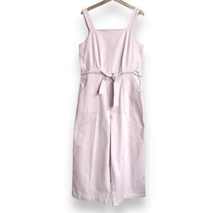 Copper Key Blush Pink Denim Sleeveless Cropped Wide Leg Jumpsuit Womens Size XL